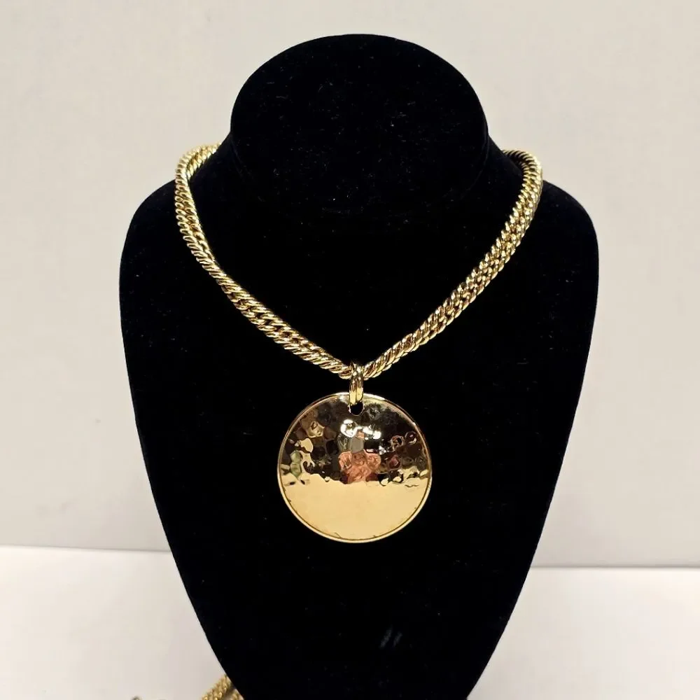 Carolee Lux Extra Long Heavy Chunky Gold Chain Necklace With Bronzallure Pendant